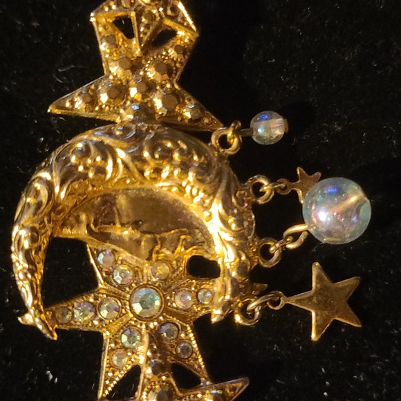 Gold Moon and Stars Brooch Kirks Folly - Picture 3 of 5